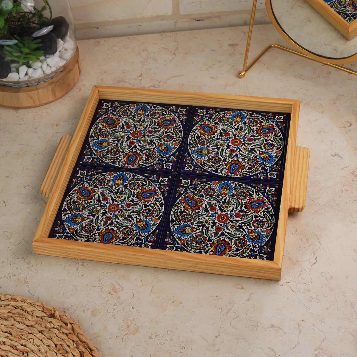 صنية 4 بلاطات حجم 30*30سم